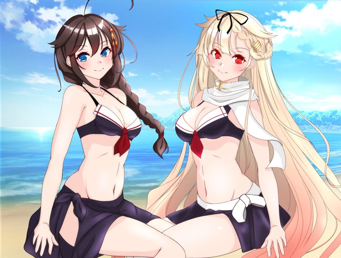 #夏が終わりそうだし今年描いた水着絵を貼ろう
③しぐぽい、初くん、もがみん、由良さん 