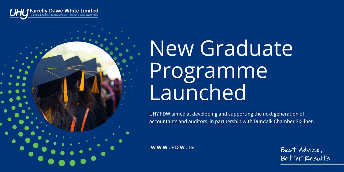 UHY FDW have launched a new graduate programme aimed at developing and supporting the next generation of accountants and auditors, in partnership with Dundalk Chamber Skillnet.
See post: eu1.hubs.ly/H01NpDQ0 

Join #TEAMUHY