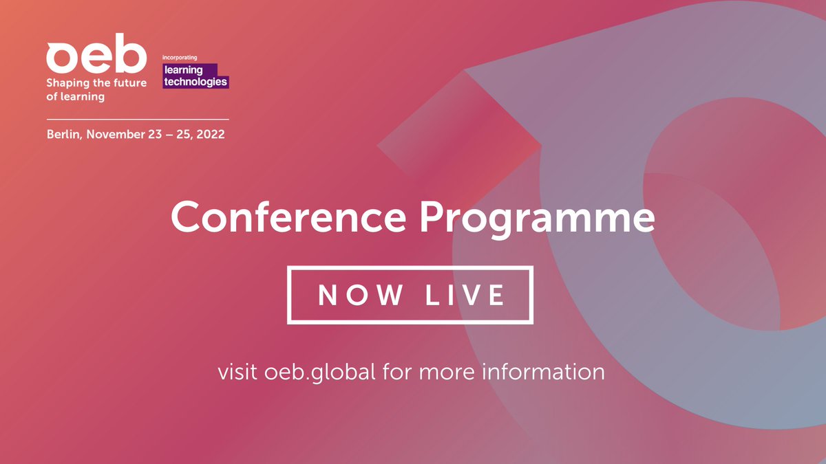 OEBconference's tweet photo. 📣  OEB's 28th Edition Programme Has Launched!
💥8 Key Themes 
💥Inspiring &amp; Visionary Keynotes 
💥Over 80 Plenary &amp; Concurrent Sessions 
💥17 PreConference workshops 
💥 Free to Attend Exhibition!
Book Your Ticket Now! 🏃🏿‍♀️🏃🏽‍♂️
👇🏽
https://t.co/V59a9uc8PL
#OEB22 https://t.co/ojF3bGqPyF