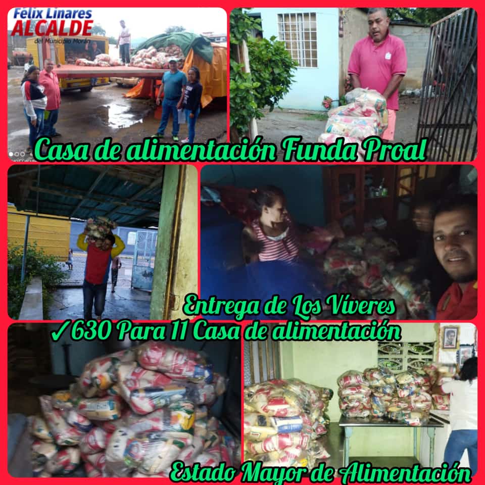 Gracias Nuestro <a href="/NicolasMaduro/">Nicolás Maduro</a> <a href="/AdolfoP_Oficial/">Adolfo Pereira Gobernador</a> <a href="/LealTelleria/">M/G Carlos Leal Tellería</a>  Alcalde <a href="/felixlinarespsu/">felixlinarespsuv</a> equipo de Dirección de Comuna,Estado Mayor de Alimentación,ffm,Robert Serra, JPsuv,se realizó la entrega 630Combo de viveres para las Casa Alimentación <a href="/PartidoPSUV/">PSUV</a> <a href="/NicolasMaduro/">Nicolás Maduro</a> <a href="/dcabellor/">Diosdado Cabello R</a>