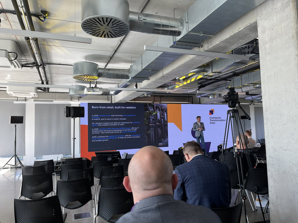 PrintIsntDead's tweet photo. Fantastic presentation so far from @awscloud retail on transforming monolithic systems into composable commerce solutions. A technology our @Kontent_ai customers are using to implement scalable solutions that support commerce innovation #aws #retail #commerce #content @CTD_event https://t.co/X9RskO8rFm