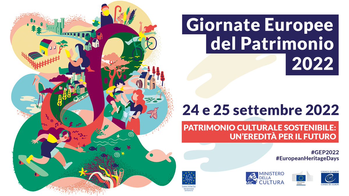 MiC_Italia's tweet photo. - 2 giorni alle @JEP_EHD - Giornate Europee del Patrimonio  🇪🇺  il 24 e 25 settembre aperture straordinarie, eventi, laboratori didattici e visite guidate gratuite in tanti #museitaliani e #bibliotecheditalia. Sabato ingresso serale a 1 €. https://t.co/p2qUTx9Mfs / #MiC #GEP2022 https://t.co/sWheSfElin