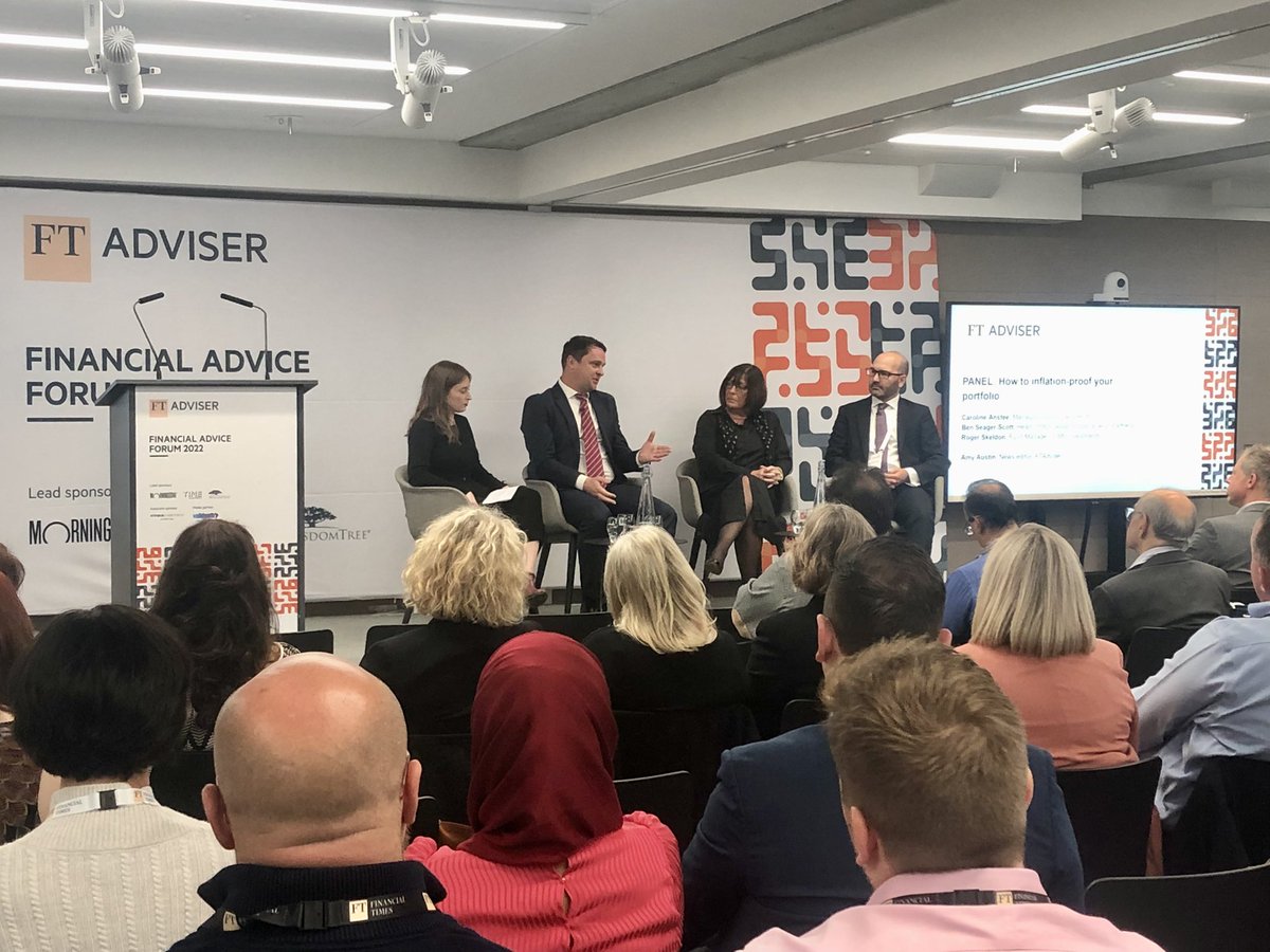 FTAdviser's tweet photo. How to inflation-proof your portfolio? Caroline Anstee, @BenSeagerScott and Roger Skeldon tell us the key is to understand what’s really going on. #FAF22 https://t.co/d5VJEmsnJ1