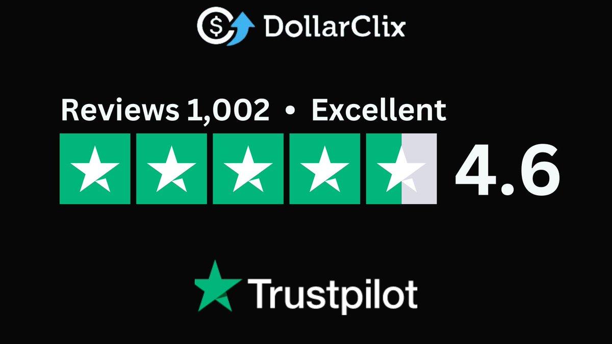 DollarClixTweet's tweet photo. 1000+ Reviews on #TrustPilot! We’re still committed to making sure you earn $$ online.
Take a moment and share your experience with https://t.co/qERb3xAvrU so far. Use this link https://t.co/TqWEb3HBYp
#Dollarclix #PaidSurveys #feedack #Trust https://t.co/mDTSbgRx4O