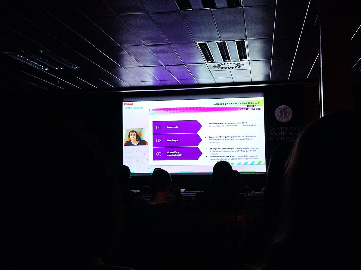 bmontes1067's tweet photo. Viendo David Torres y Carlos Sánchez hablar sobre hacer QA a la velocidad de la luz. Estamos viendo cómo llevar un ticket a producción en menos de 1 hora. Súper interesante #VLCTesting #VLCTesting22 https://t.co/mmz6OKre4N