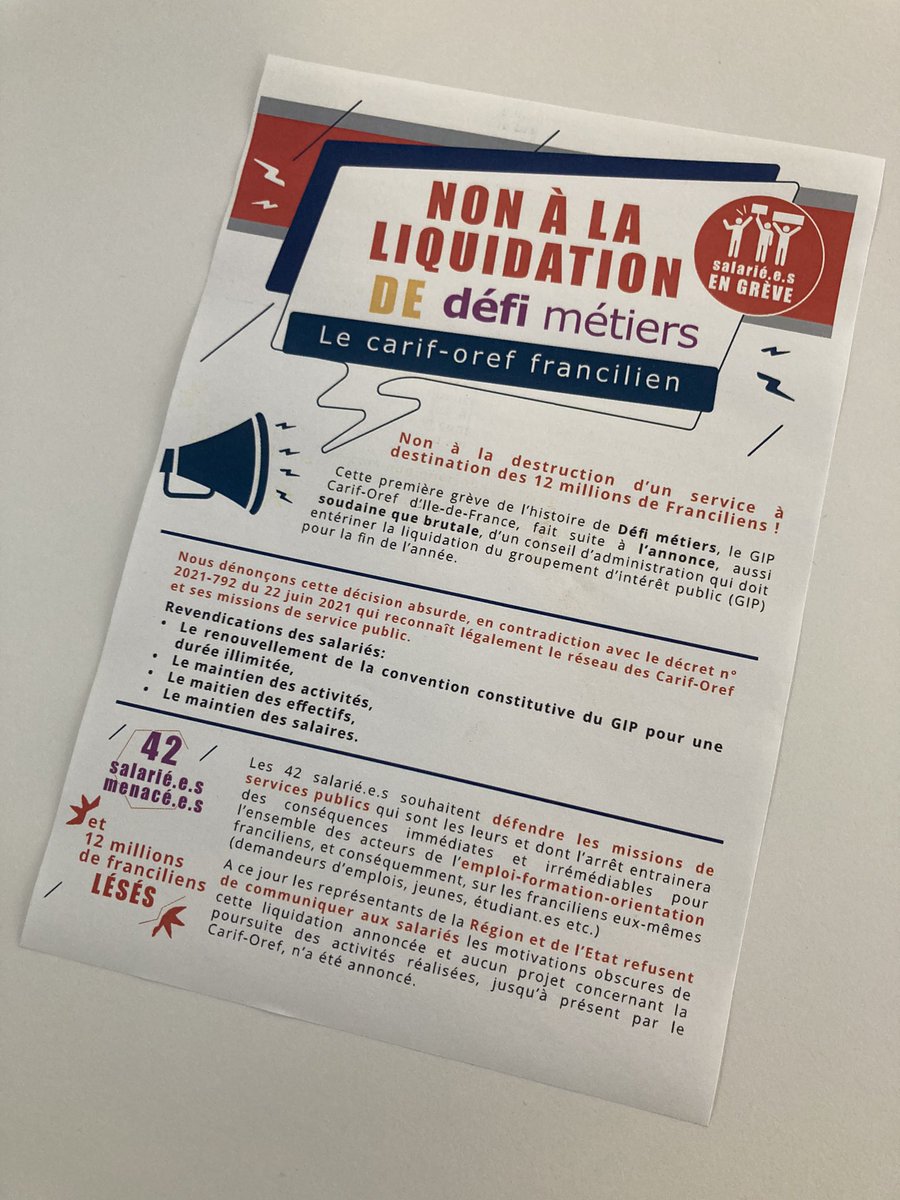 DBarjou's tweet photo. La droite régionale enterre #DefiMetiers service pourtant efficace. @IDFC_SREC @jokienzlen @Dieynadiop2021 @yannicktrigance @Steph_LeMeur en soutien aux salariés ! https://t.co/0PLBs36DWG