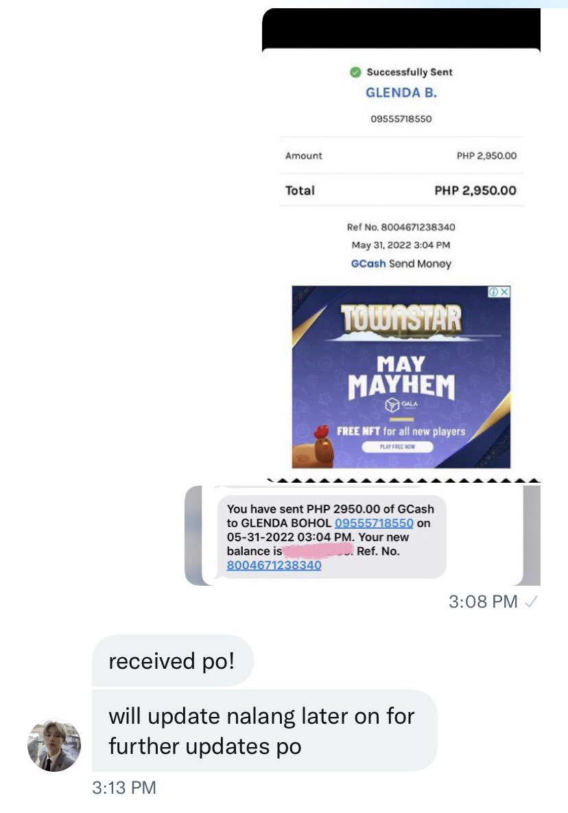 wonysuits's tweet photo. ❗EXPOSING THREAD❗

twitter account: @/nkbuyz 
gcash name: glenda b.

posted a wts hee specs pcs and i ordered a small set from them worth 2,950 pesos and failed to give updates resulting me to opt for the refund. until now the seller isn’t responsive https://t.co/OBuDxzWgXn