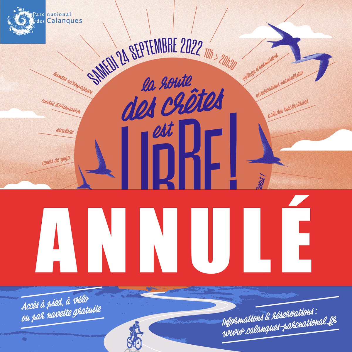 En raison de la pluie annoncée, la Route des Crêtes est Libre est annulée 🌨😢 Nous vous tiendrons informés de sa date de report. A bientôt et bon weekend pluvieux à tous ☔️🌈