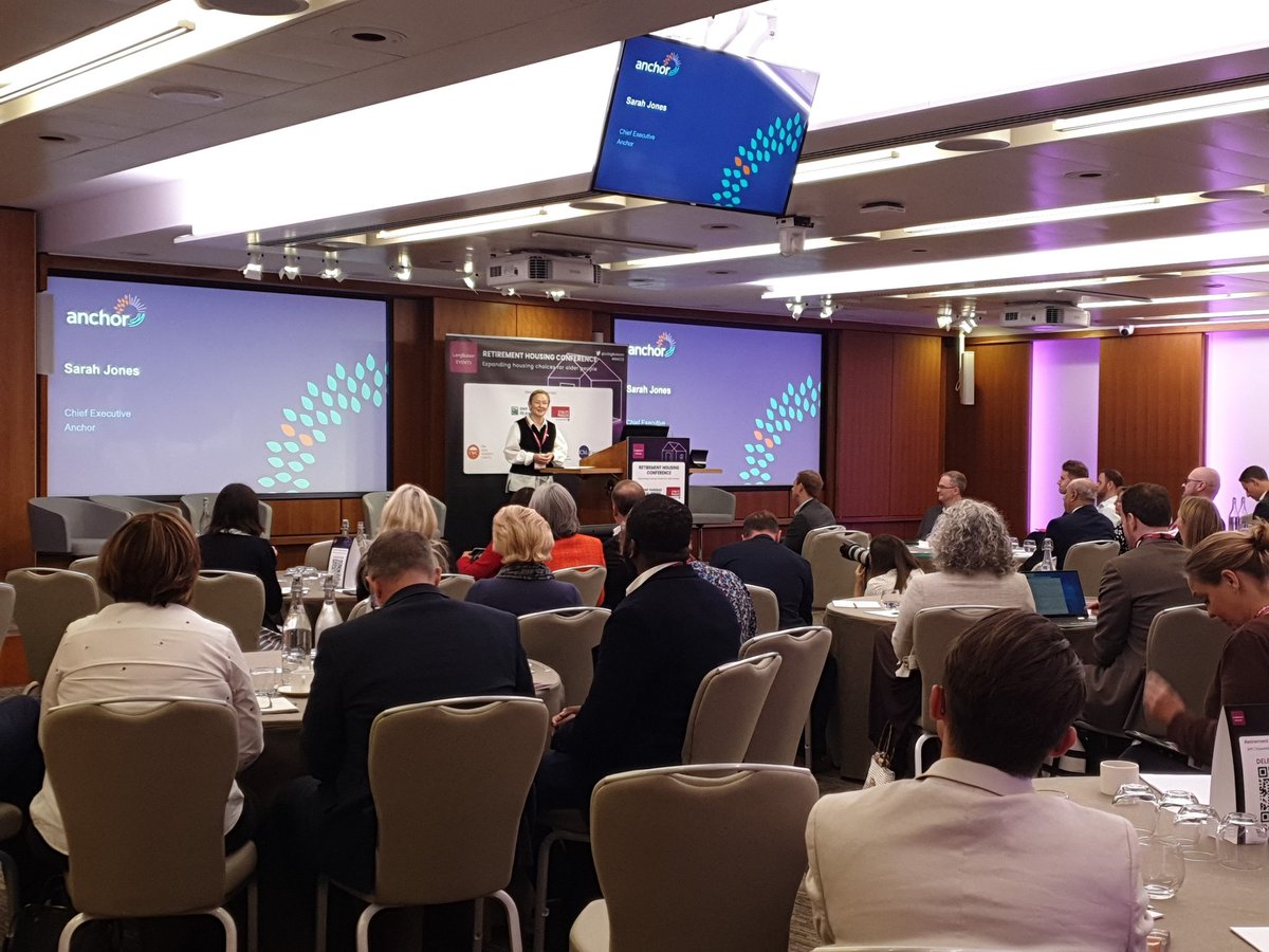 LaingBuisson's tweet photo. Joined by Sarah Jones in a inquisitive keynote talk, "We want the government to incentive older people to move" - Sarah Jones, Chief Executive, @AnchorLaterLife #RHC22 https://t.co/QCh0StF4H0