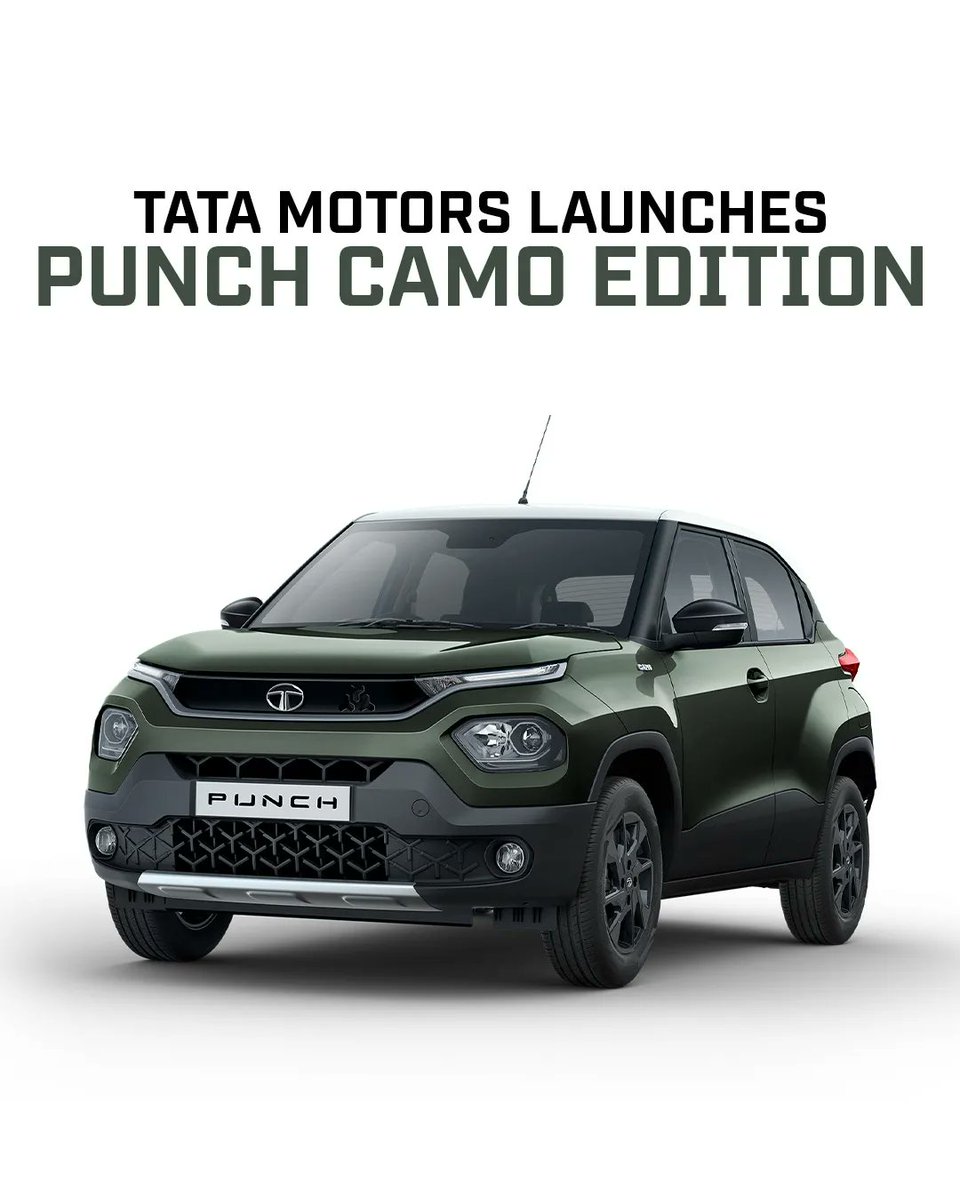 TopGearMagIndia's tweet image. Tata motors launched the CAMO edition for its young and vibrant Punch. 
Prices start at INR. 6.85 lakhs (ex-showroom) 
.
.
.
@TataMotors @TataMotors_Cars #tatapunch #punch #camoedition