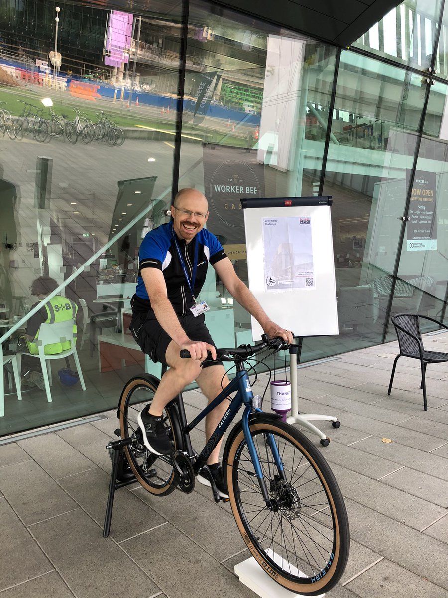 MCRCnews's tweet photo. And we’re off! Come and buy a cake and support our cyclers as we fundraise for #RewriteCancer today at the OCRB! 🧁🚴🏽♂️
You can support our team here: https://t.co/g5TiOzgyq8 https://t.co/5cLWep3kvu