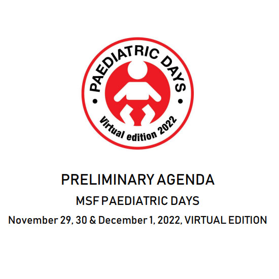 📢 The MSF Paediatric Days 2022 agenda is live!

Check out the preliminary agenda and register to attend the upcoming virtual <a href="/MSFPaedsDays/">MSFPaediatrics</a> event on Nov 29-30 and Dec 1, 2022: paediatrics.msf.org/sign