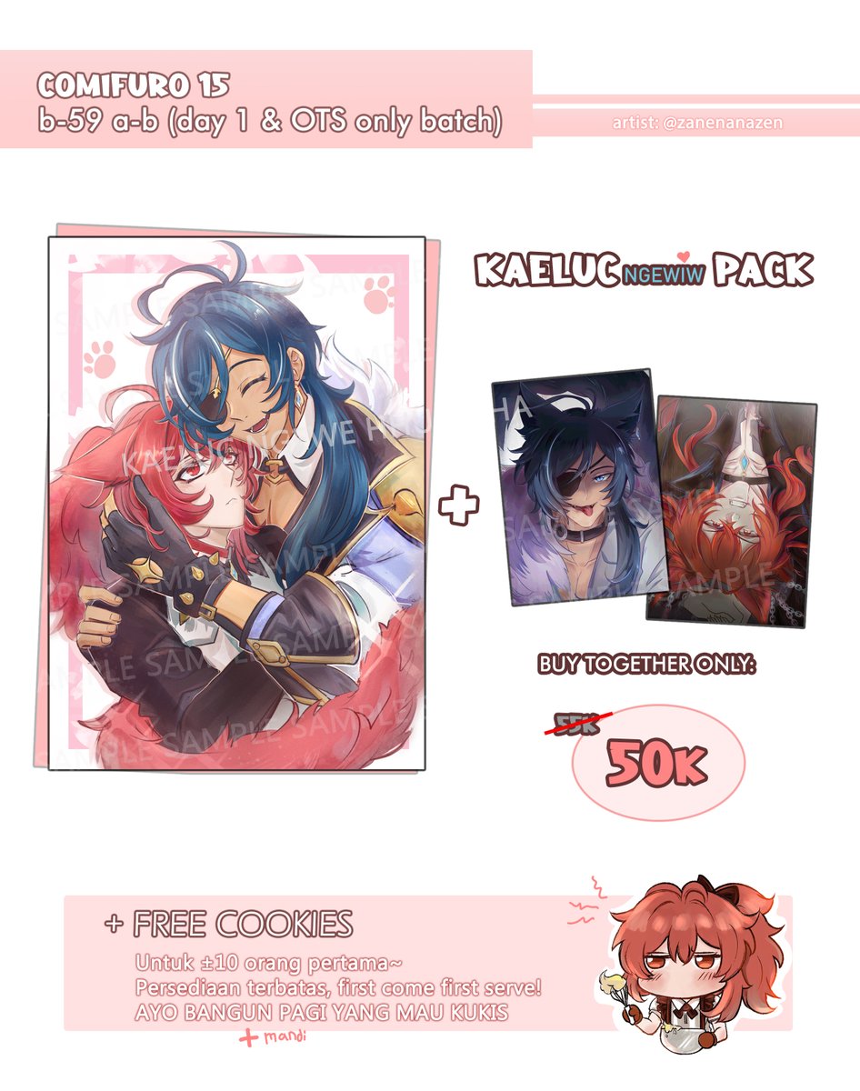 𝘾𝙁15 - 𝘽59 [DAY ONE ONLY] 

Hello guys so this is unplanned but i'll sell my prints at Comifuro 15!~ 
AYO KETEMU GUE di CF15 gw kosple jadi fem bartender Diluk~ ehehee
persediaan terbatas! O)-------(
#comifuro15 #kaeluc 