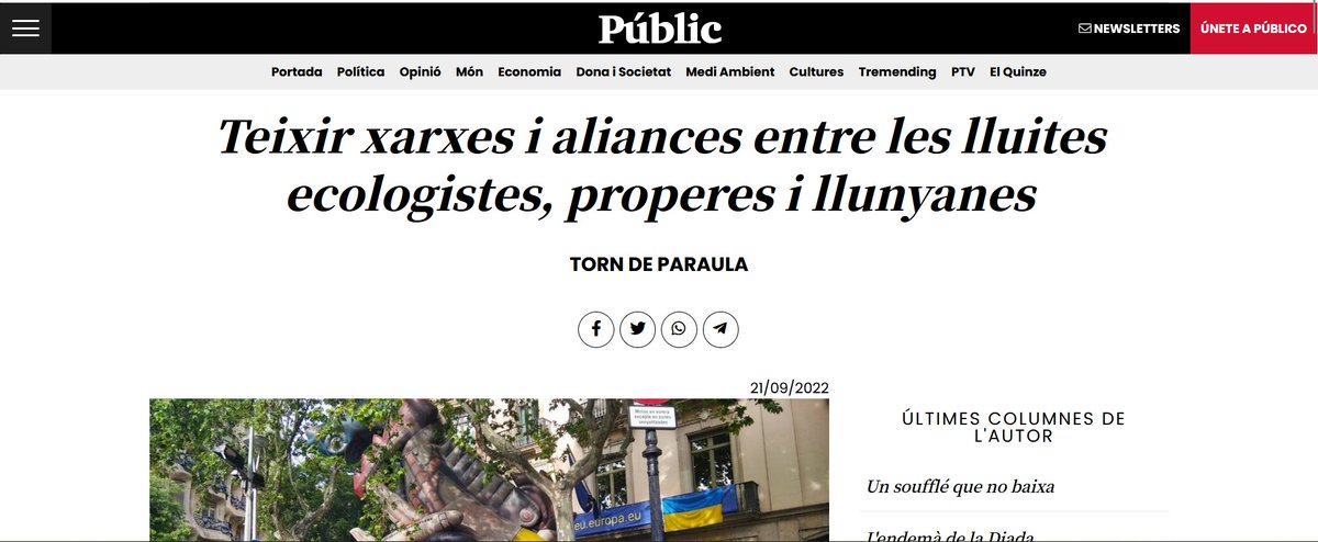 xsecat's tweet photo. #ARTICLE | "Teixir xarxes i aliances entre les lluites ecologistes, properes i llunyanes"
El @publico_es parla del #VOLT5, una iniciativa que engeguem des de la @xsecat per compartir i debatre experiències i lluites entre activistes.
🔗 https://t.co/uCCvrbPf53 https://t.co/YcLSsrPBr4