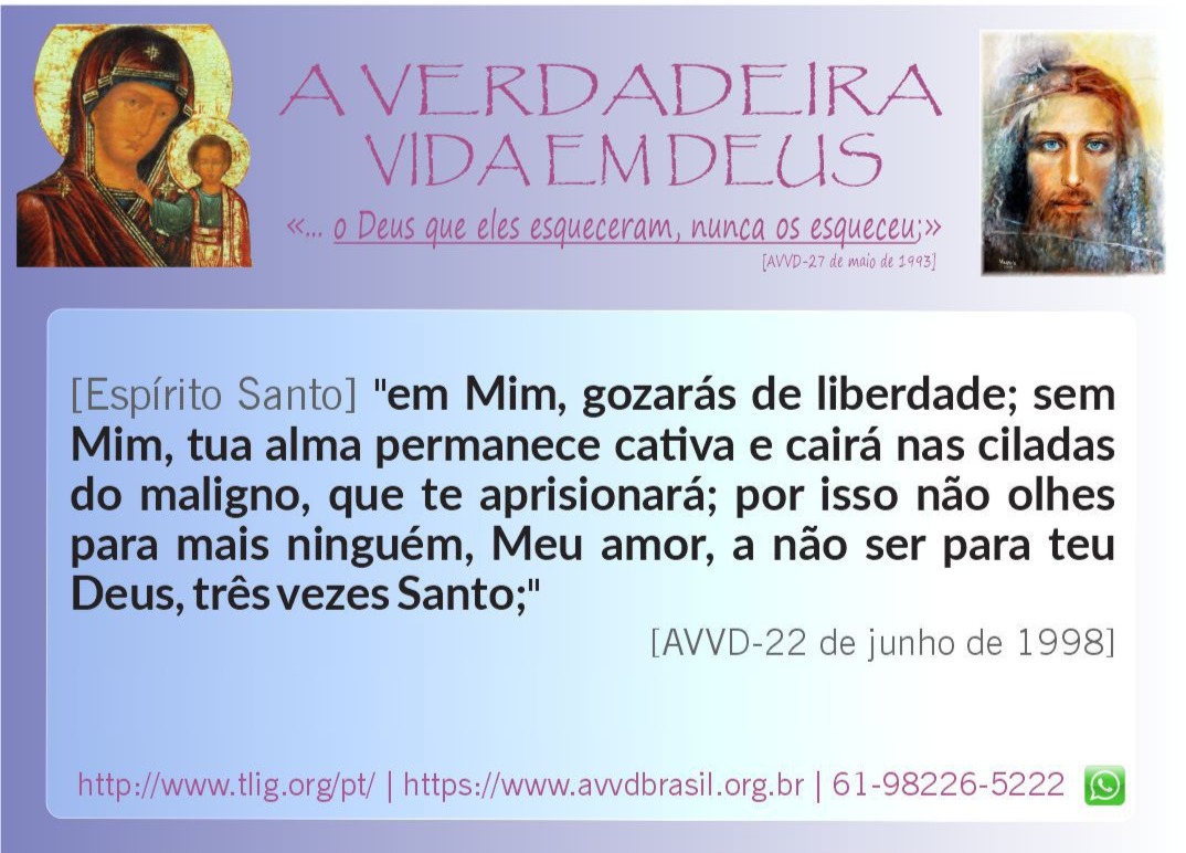 avvdtligbr's tweet photo. https://t.co/erbshgEog5
AVVD - MARATONA COM JESUS: [03|265] |996| [22/09/2022]
[Espírito Santo]: "*Continuação Do Cântico Do Espírito Santo (IV)*" [AVVD-22 de junho de 1998]
https://t.co/9vF1cq75lo
https://t.co/TjLFaeB0A3
https://t.co/Ai4m2uA9U2
(inglês): https://t.co/BiDgdutyNs https://t.co/oEBqDGF2u5