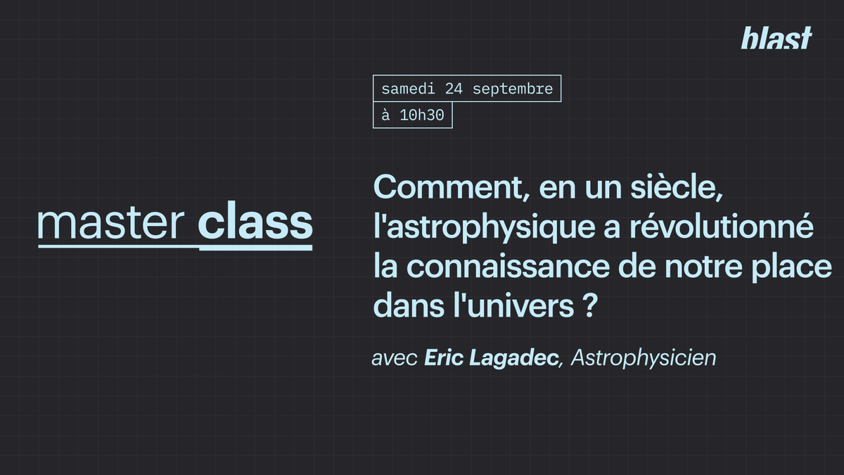 blast_france's tweet image. Comment l&apos;astrophysique a révolutionné la connaissance de notre place dans l&apos;univers ?

Blast donne rendez-vous à ses abonnés samedi à 10h30 pour une #masterclass interactive avec @EricLagadec, astrophysicien. 🚀🌠

Pour s&apos;abonner : blast-info.fr/soutenir/abonn…
