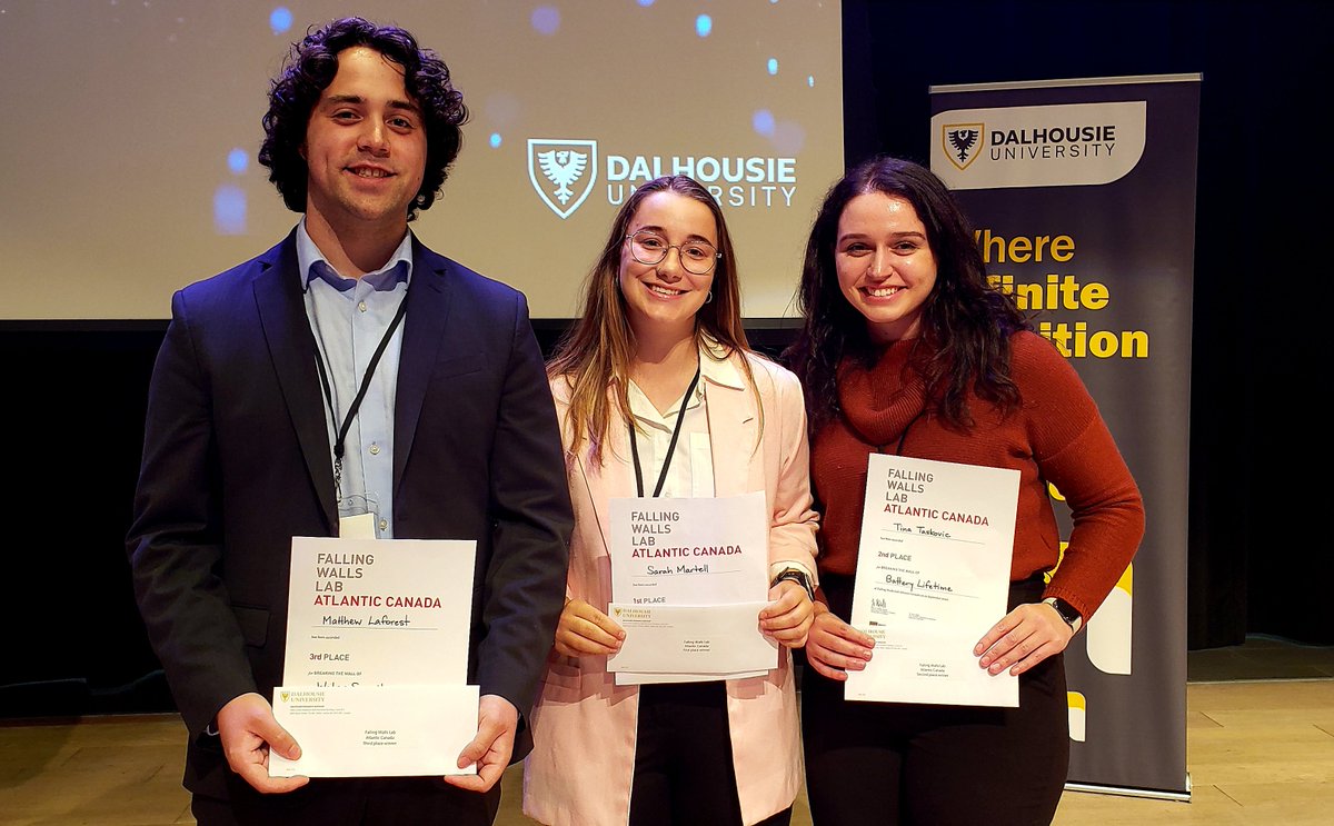 Congratulations to PhD students, Sarah Martell (@Sarah_Martell) and Tina Taskovic (@TaskovicTina) on securing first and second place, respectively, at the Falling Walls Lab Atlantic Canada pitch competition. They are both headed to Berlin in November for the Falling Walls Summit.