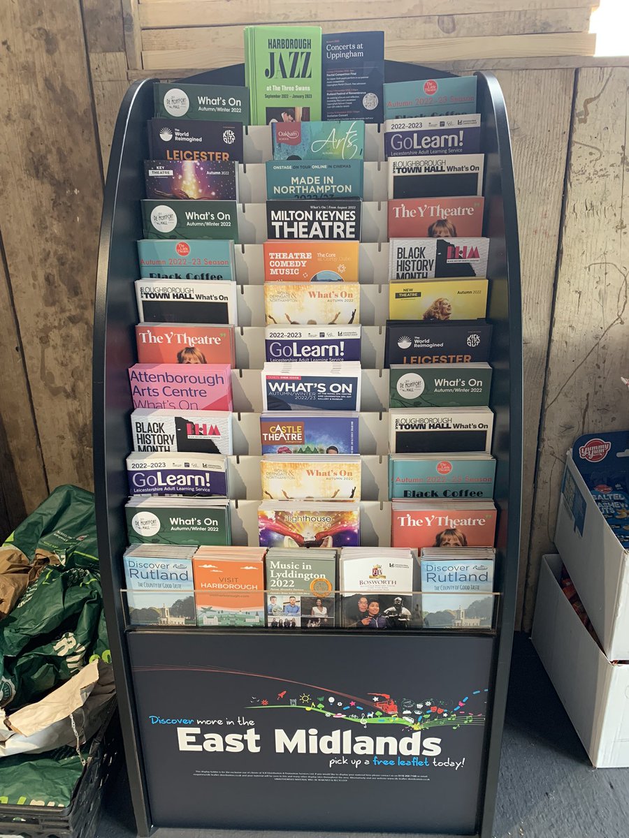 SLBDIST's tweet photo. Our new rack is on site at #StoughtonGrangeFarmShop @demontforthall @TheYTheatre @thelittleleics @SerendipityInfo @DiscoverRutland @LboroTownHall @AttenboroughAC @BosworthLCC @MUSICLYDDINGTON @RoyalDerngate @thecorecorby @HarboroughVisit and many more https://t.co/I81gyOIyje