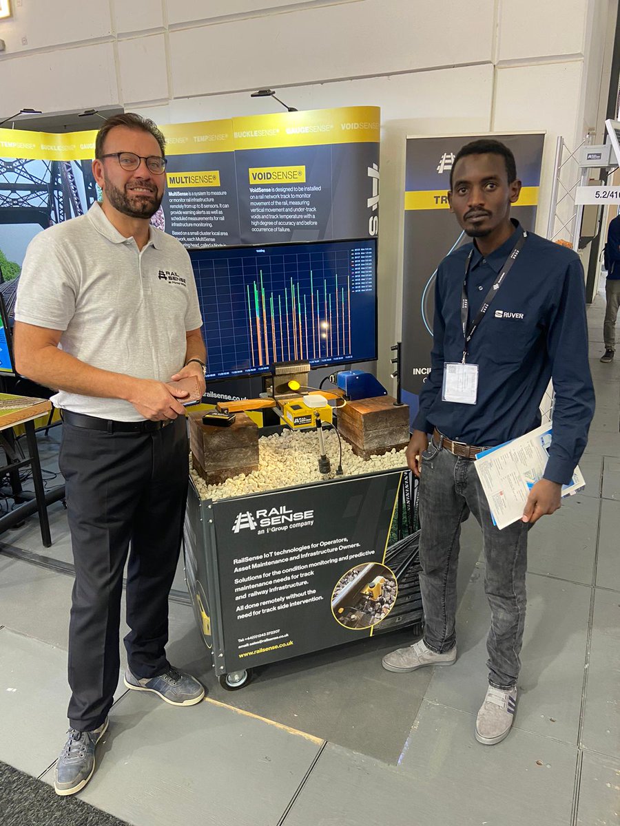 Rail_Sense's tweet photo. Day 3 @InnoTrans and the team are continuing to meet interested delegates to demonstrate the safety, cost and time-saving benefits of our IoT rail monitoring solutions.🛤

Stop by to see them for yourself! Hall 5.2, Stand No. 410 

#innotrans2022 #voidmonitoring #trackmonitoring https://t.co/pf95Y4xKN6