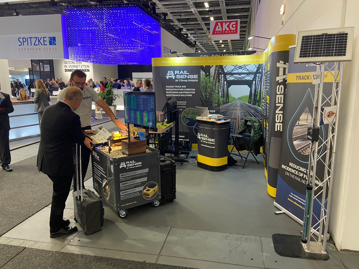 Rail_Sense's tweet photo. Day 3 @InnoTrans and the team are continuing to meet interested delegates to demonstrate the safety, cost and time-saving benefits of our IoT rail monitoring solutions.🛤

Stop by to see them for yourself! Hall 5.2, Stand No. 410 

#innotrans2022 #voidmonitoring #trackmonitoring https://t.co/pf95Y4xKN6