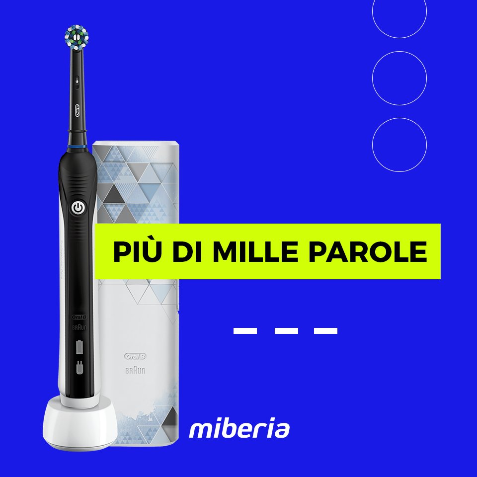 miberia_it's tweet photo. Un sorriso vale👄... più di mille parole😁.

Non ci credi? Scoprilo con lo spazzolino elettrico #OralB Pro 1 750⤵️

✔️Rimuove  100% placca
✔️Tecnologia 3D
✔️10 giorni autonomia
✔️Timer professionale
🎁Regalo: custodia da viaggio

#OralBPro1750👉 https://t.co/X2rEA18Al8 https://t.co/Cnif07whvP