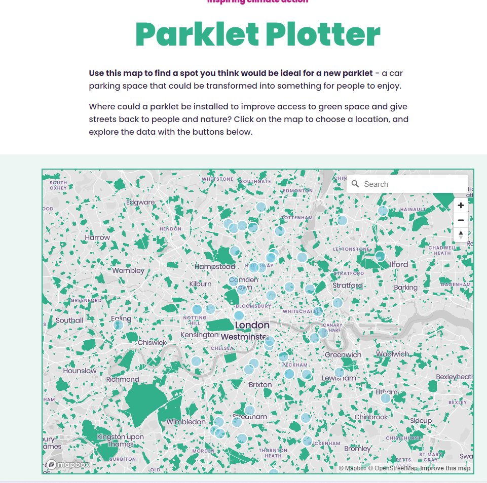 wakmax's tweet photo. My brilliant colleagues have just launched this genius online tool for plotting where you think a parking space could be swapped out for community space - including data on access to green space, multiple deprivation and levels of car ownership.

https://t.co/c68KuovcuB https://t.co/fsdYuQSQkf