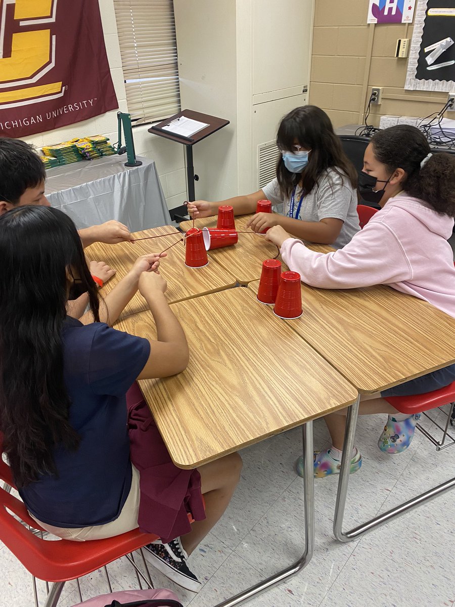 MrBurtch's tweet photo. My student leaders honed their #synergy skills with a cup pyramid building challenge! @IMS_Indians https://t.co/VzCDN0a35c
