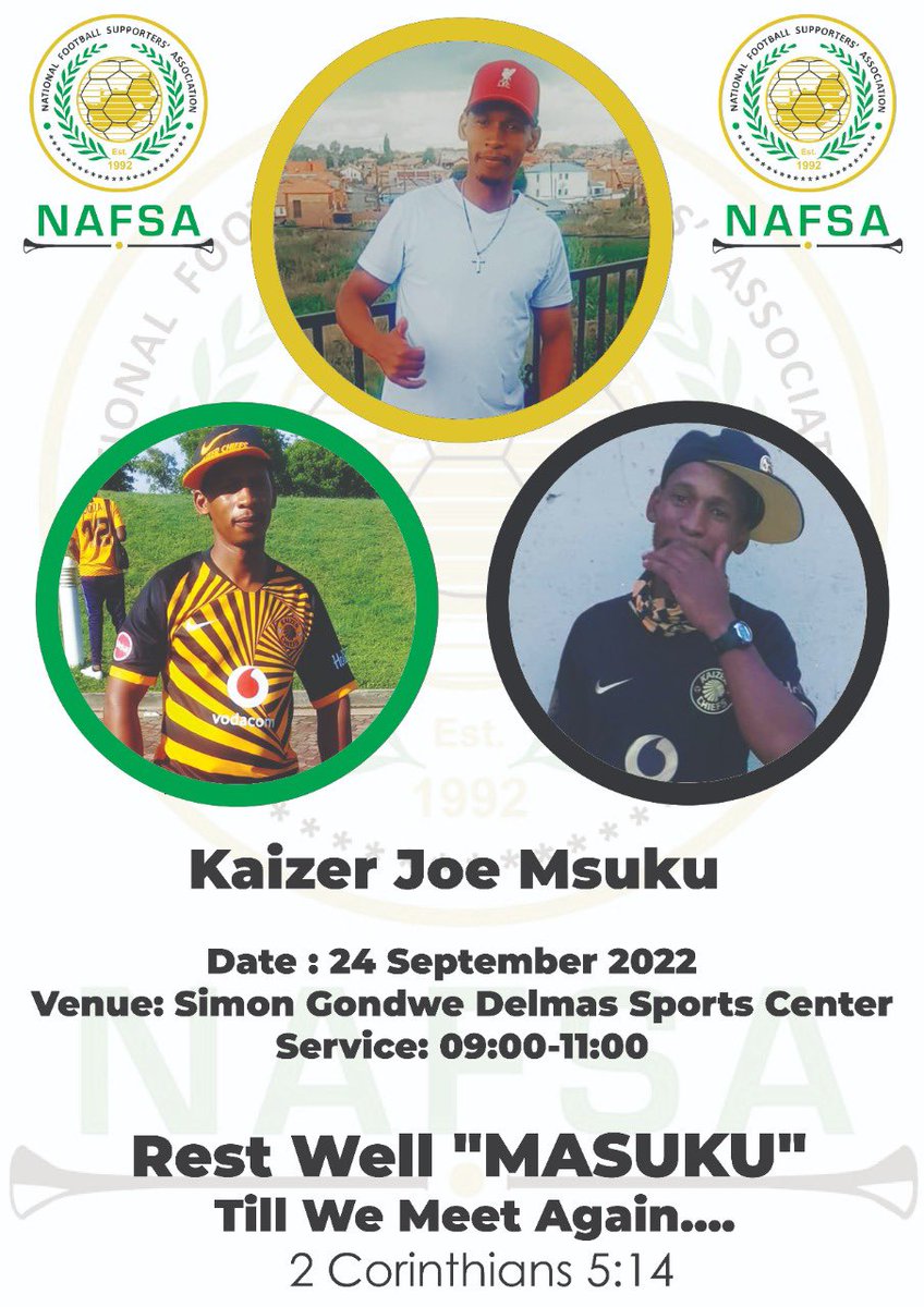 SupportFootZA's tweet photo. May you find comfort in the hands of the almighty. We pray for your family, friends and fellow branch members in Mpumalanga during this difficult period!

Gone but will never be forgotten. Rest Khosi!!!

#onenafsa https://t.co/Cs6PoInHB6
