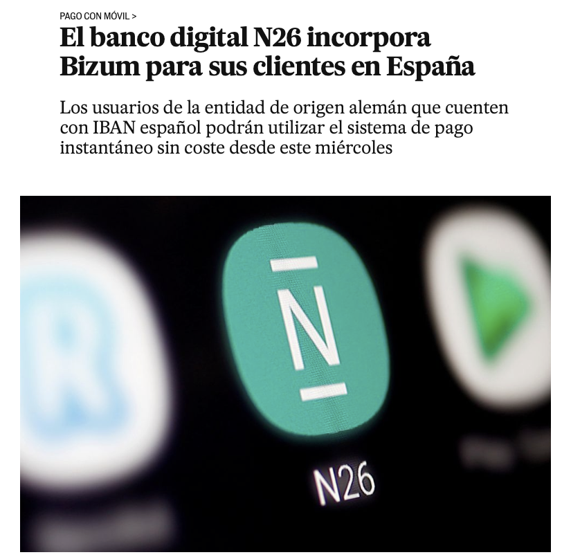 N26 lanzó Bizum ayer. A la banca retail española se le acaba de colar un rival MUY fuerte