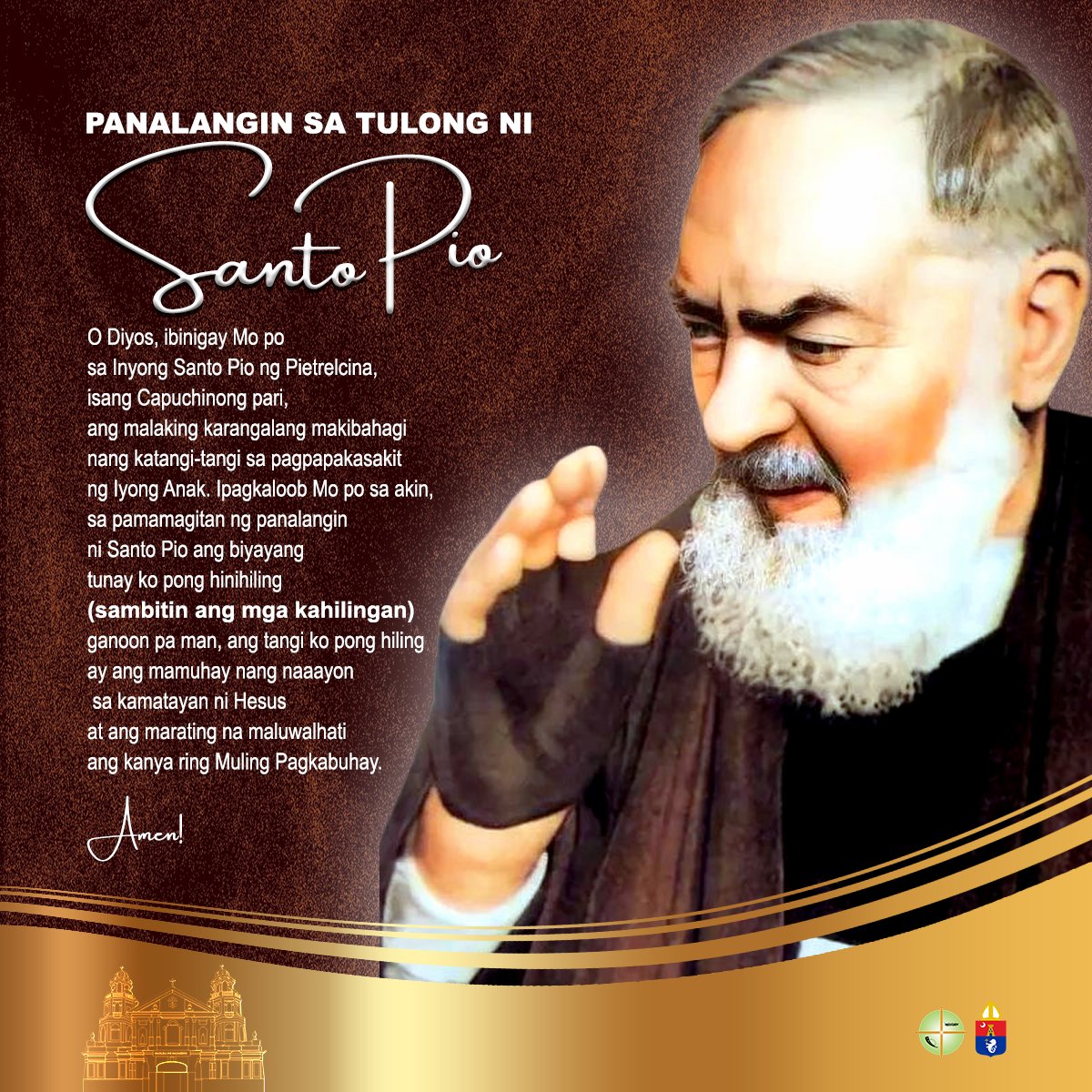 quiapochurch's tweet photo. SAN PIO ng Pietrelcina,
ipanalangin mo kami!π
#PadrePio #SaintPiusOfPietrelcina #SanPio #Catholic #Katoliko #SimbahanNgQuiapo #QuiapoChurch #ArchdioceseOfManila #500YearsOfChristianity #MinorBasilicaOfTheBlackNazarene #QuiapoDay https://t.co/YI4TDU3z3E