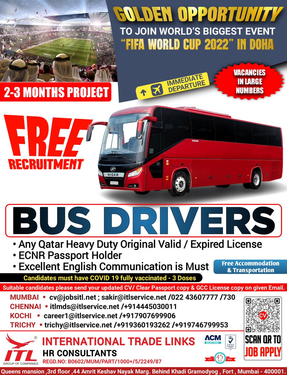 ItlJobs's tweet photo. JOB VACANCY FOR #qatar
CLICK ON LINK TO APPLY JOB > https://t.co/t4H7IxSbKZ
Learn more :
https://t.co/L5a1jS3E2s
#qatartjobs #qatarjobseekers #driverjobs #cardrive #mediumdriver #busdriver #lighdriver #busdriver #qatardriver #driverjobs #itl #trade #career #jobhunt #oilandgas https://t.co/W4PbKiJpBG