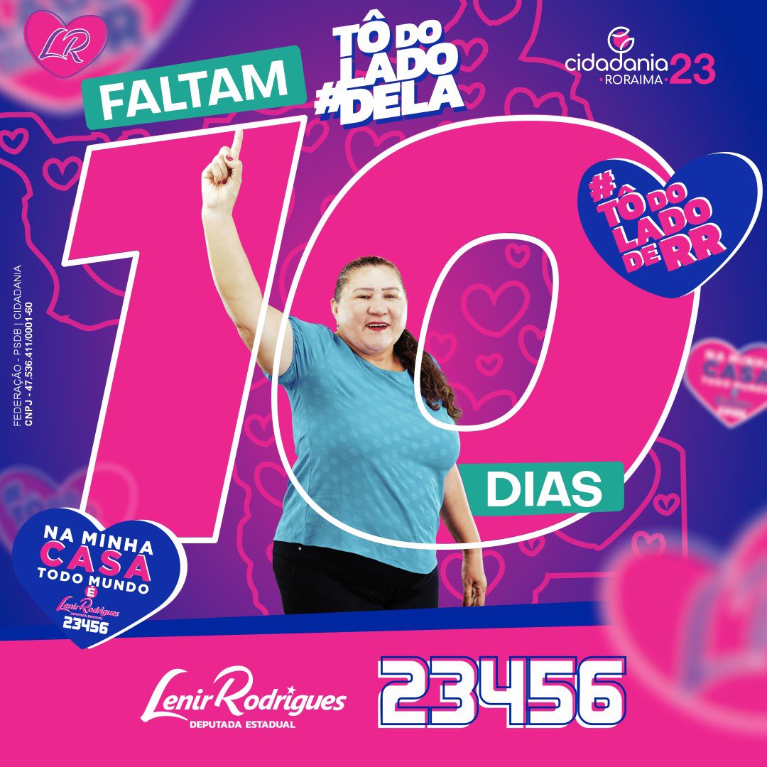 professoralenir's tweet photo. Faltam 10 dias para você confirmar 2️⃣3️⃣4️⃣5️⃣6️⃣✅
Grata a cada uma e cada um que está firme comigo nessa caminhada rumo à vitória no dia 2 de outubro 💜
#Lenir #LenirRodrigues
#deputada #deputadaestadual
#TôDoLadoDaLenir
#Roraima
#faltam10dias https://t.co/zurAVZlsc7