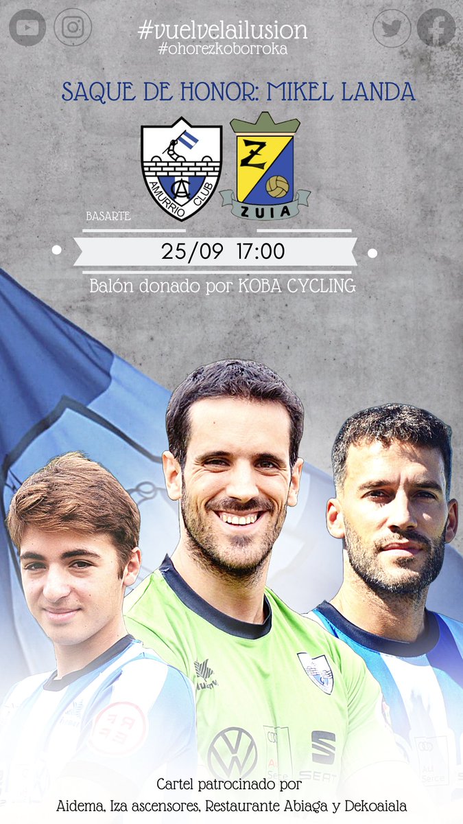 Liga hasiera! 

🗓️ 25/09
🕔 17:00
🏟️ Basarte
🤝 <a href="/zuiadefutbol/">ZUIA DE FÚTBOL A.D.</a>
🎖️Mikel landa

[ En el cartel ]
⚽ Koba Cycling 
🏪 Aidema, Iza Ascensores, Restaurante Abiaga y Dekoaiala

[ Seguimiento ]
📸 @cg_mdeportivo
🎥 Iván Pérez

Imagen: Javier Arteta, Endika Gil, Ander Uriarte