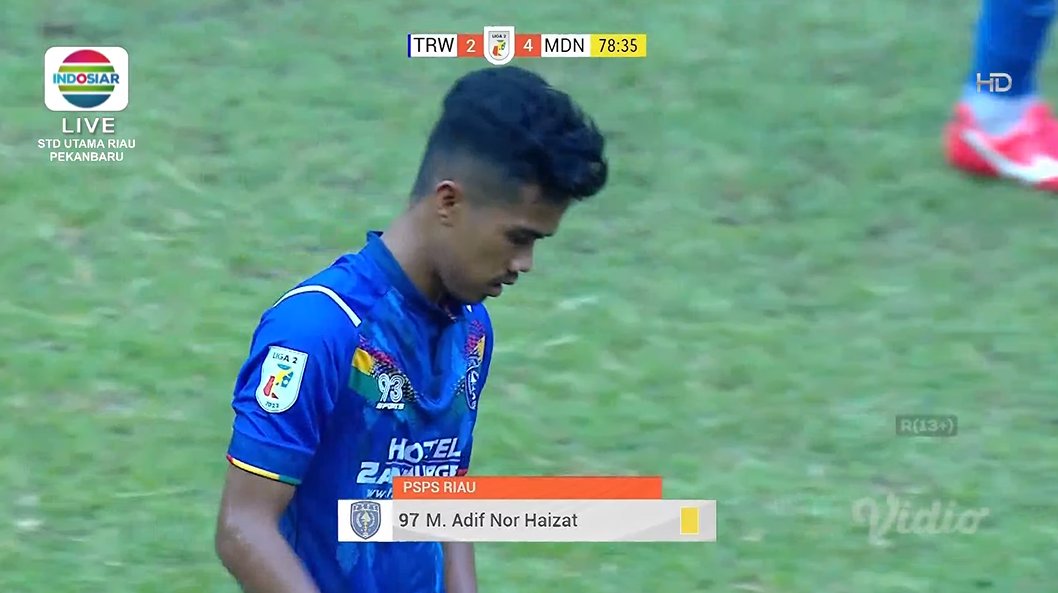 Indosiar's tweet photo. 78' Kartu kuning kembali dikeluarkan, kali ini untuk Adif Nor Haizal pemain dari @pspsriau 

#Liga2 #PSMSDay #PSPSDay #IndosiarSports #IndosiarRumahSepakbolaIndonesia https://t.co/k9cIOJfn5W