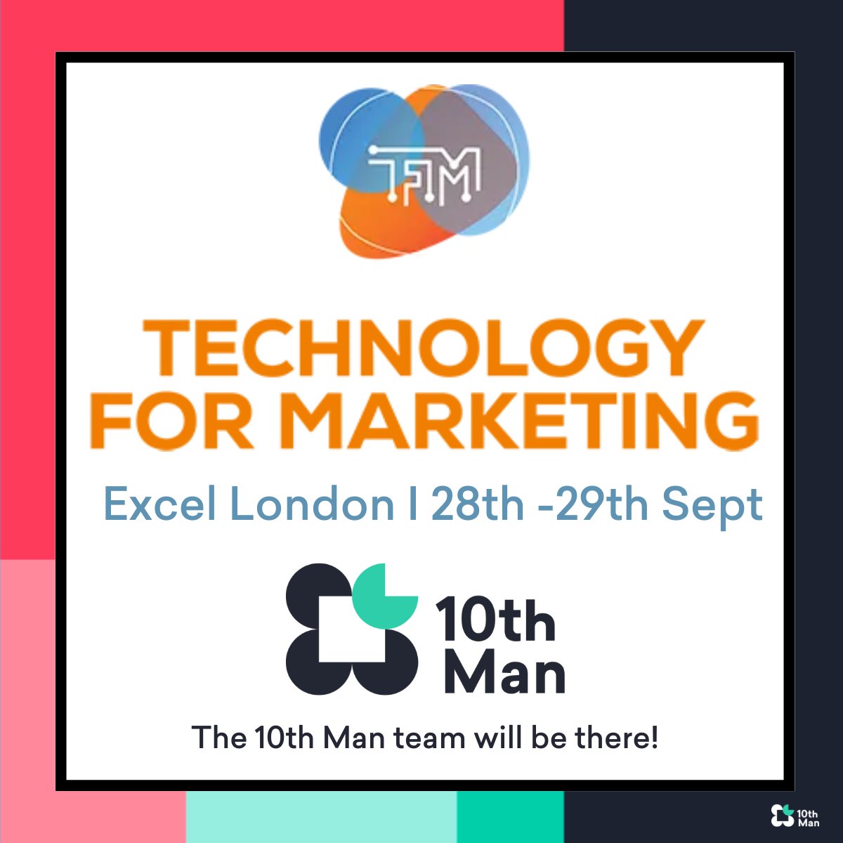 10thManMedia's tweet photo. #Marketers, are you coming to "Technology for Marketing" at London Excel next Weds and Thurs?

Get your FREE ticket here: https://t.co/vre16oxiAc

Look out for the team while you're there! 😀

#MarketingIntelligence #tfm22 #technologyformarketing @tfm_event https://t.co/y2n65c52dm