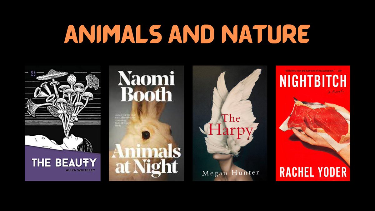 animals and nature

feat.

the beauty - @aliyawhiteley 
animals at night - @naomibooth 
the harpy - @meganfnhunter 
nightbitch - @rachelyoder