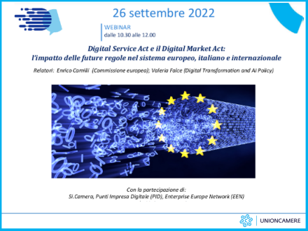 unioncamere's tweet photo. Lunedì 26 settembre #webinar “#DigitalServiceAct e il #DigitalMarketAct: l’impatto delle future regole nel sistema europeo, italiano e internazionale”. L'appuntamento, organizzato da #Unioncamere, è rivolto alla community dei #digitalplayer. https://t.co/kMW1655OWK https://t.co/blxPKOLUHj