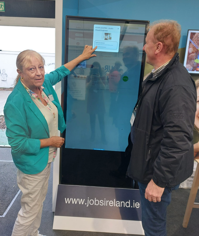 jobsireland's tweet photo. Fiona assisting a #jobseeker at the @jobsireland stand at the National Ploughing Championships. Meet us at the Government of Ireland Village Block 3, Row 19 Marquee 309. #Ploughing2022 #GovPloughing22 #WorkWithIntreo #NationalPloughingChampionships
@welfare_ie https://t.co/aKB8lmm1pz