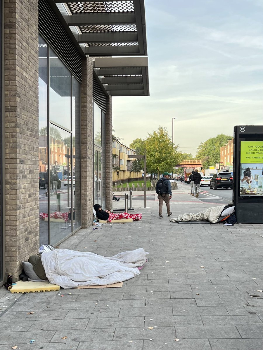 More #homeless people just sleeping outside the new Apex building, public pathway, these people need help and a proper home, what are @haringeycouncil doing about the incessant #begging and #roughsleeping outside both seven sisters station entrances and the surrounding area?