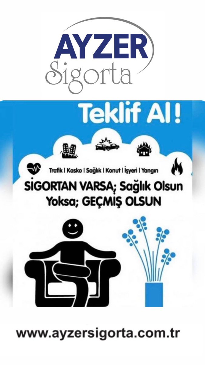 erkansahi's tweet photo. #Sigorta #kasko #trafik #dask #poliçe #yangın #güven #ayzer #ayzersigorta #teklifal #uygunfiyat #alternatifteklif #fiyatavantajı #7/24hizmet @AyzerSigorta @eRcan_shn
Sigortan varsa; sağlık olsun.
Yoksa; geçmiş olsun! https://t.co/OjeK4NkQ1R