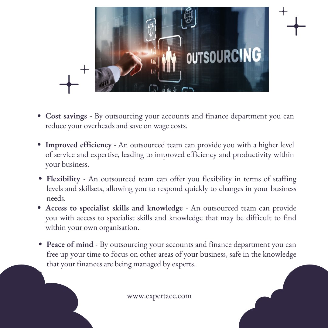ExpertAccounti2's tweet photo. The benefits of outsourcing your accounts and finance department are many and varied. Have a look to see a few of the advantages that you could experience:

#accounting #finance #businessowner #outsourcedaccounting #bookkeeping #payroll #cashflow #businessgrowth #taxplanning https://t.co/uY0yIpbdv0