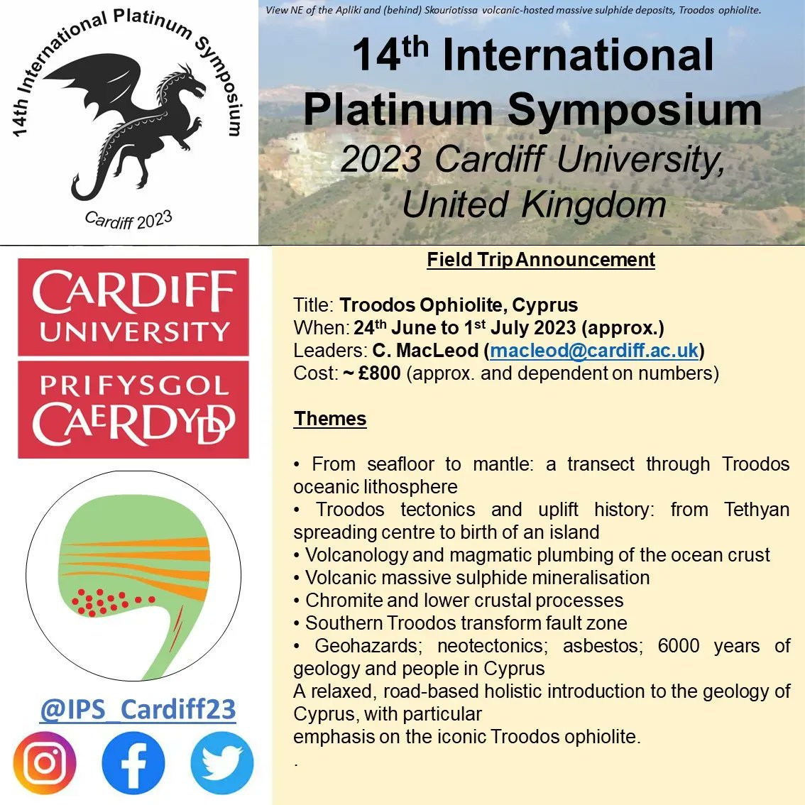 🔔 FIELD TRIP ANNOUNCEMENT 🔔 Troodos Ophiolite, Cyprus hosted by Chris MacLeod. Approx dates and costs here, stay tuned for updates!