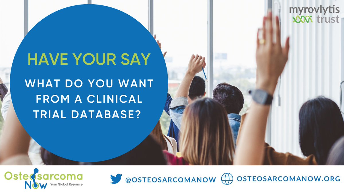 OsteosarcomaNow's tweet photo. How can we improve our osteosarcoma #ClinicalTrial database? 

Complete this short survey and tell us what you want from a clinical trial database. It is open to everyone in the #osteosarcoma community. 

👉https://t.co/PQsvCnCmyC

#ClinicalTrials #Sarcoma https://t.co/wAALxTEekA