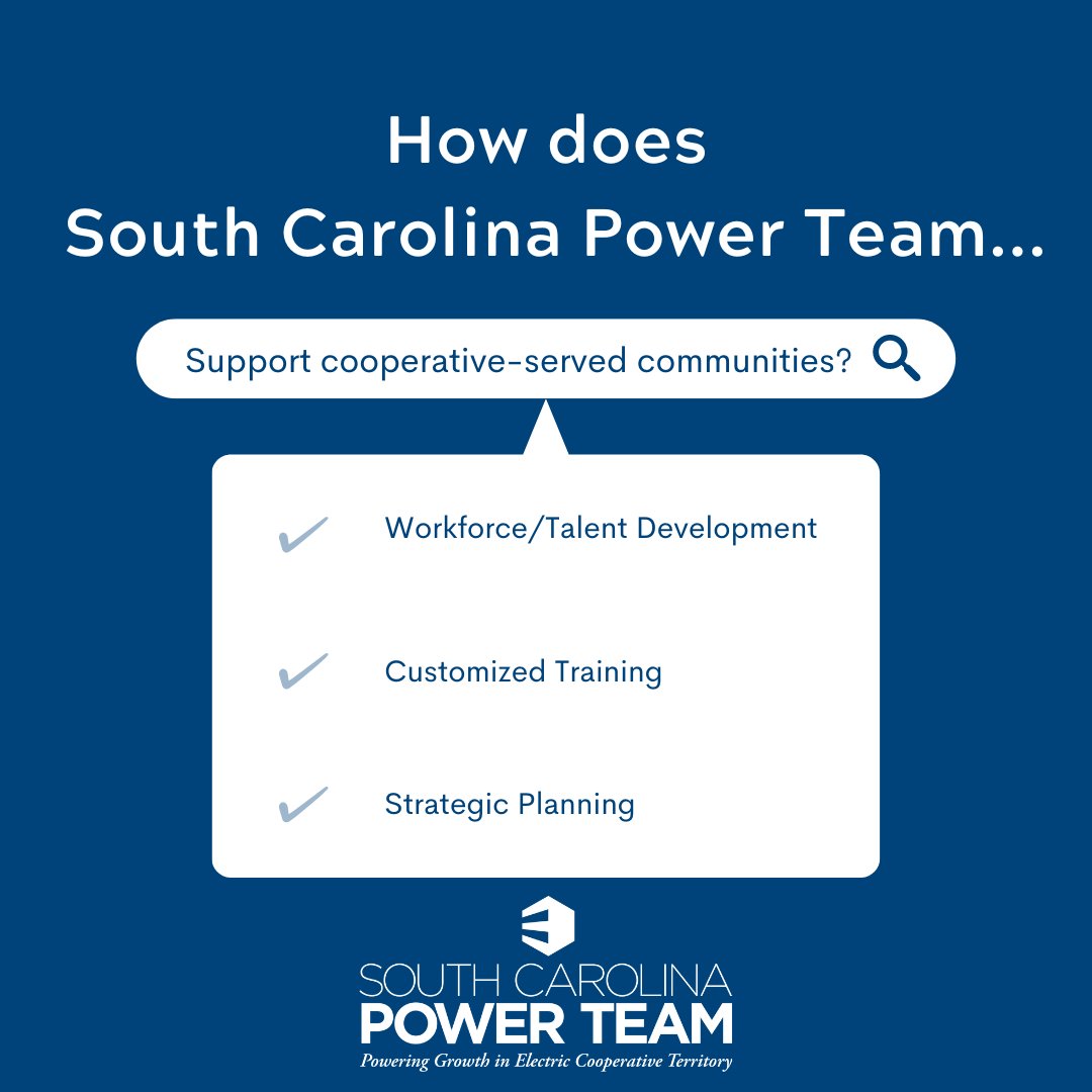 Our mission extends beyond economic development. Our concern for community is proven as we work with cooperative-served communities through planning, training &amp; development to prepare for future growth &amp; opportunity. Learn more here: scpowerteam.com/what-we-do/com…