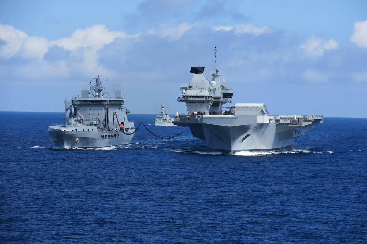 Replenishment recently carried out with @HMSQNLZ prior to all three ships @HMS_Richmond detaching to carry out their individual First Port Visits / Engagements @RFAHeadquarters @815NAS @RoyalNavy @NavyLookout @CNPics_ #Sustainability #RAS #capability