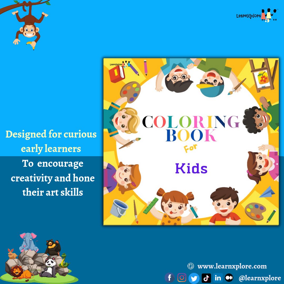 Presenting our coloring Book for Kids; designed for curious early learners, it encourages creativity and helps to hone their art skills. 🖌📚

#Stem #Onlinelearning #Edtech #Learnxplore #learningisfun #Edtechtools #coloringbookforkids #Sdg4 #edutwitter