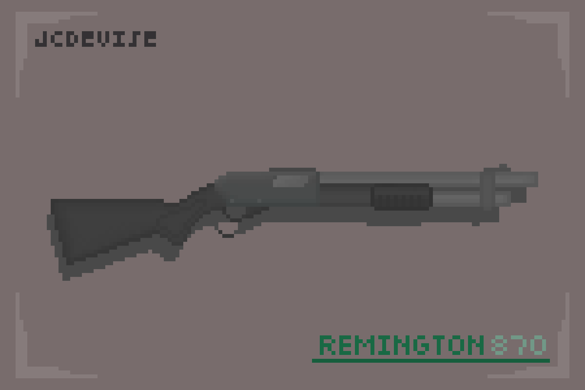 JCDevise's tweet photo. Something simple today, A Remington 870
#pixelart #guns #IndieGameDev #assets #pixelartist #pixel_dailies https://t.co/GR84Bz3HV9
