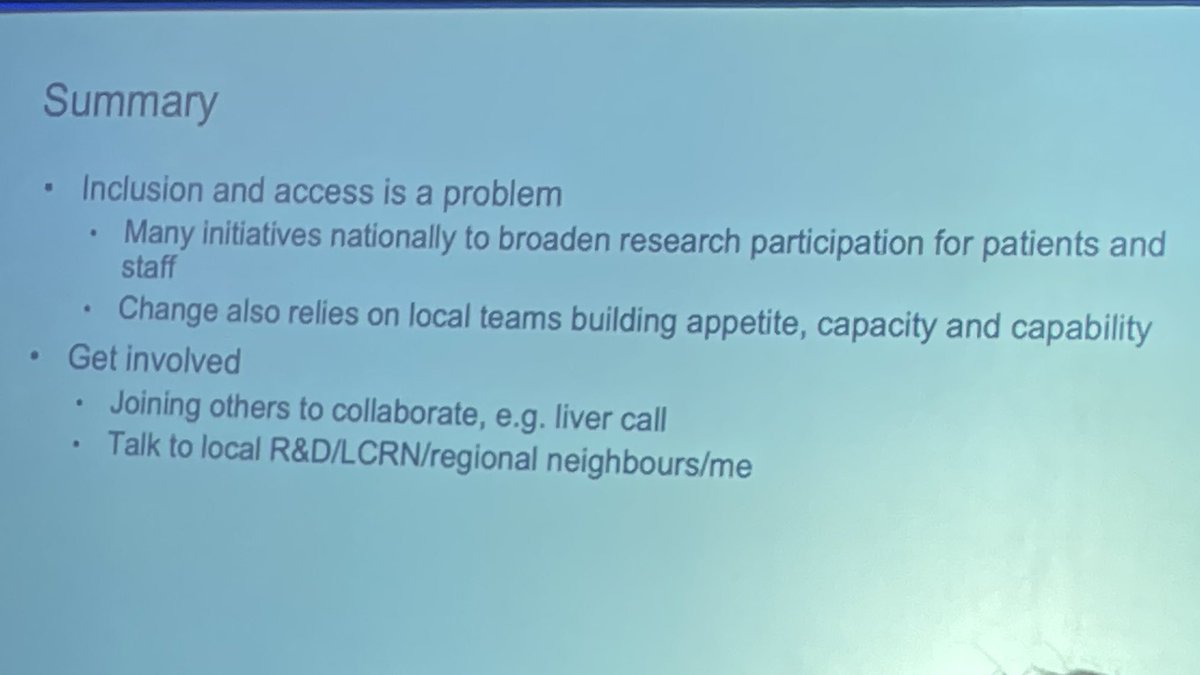 Dr Lynsey Corless on research in hepatology at #BASL2022 
- PPI needs to be at every stage of research. 
- it is critical that research is brought into clinical services. 
- research needs to be part of core activity.