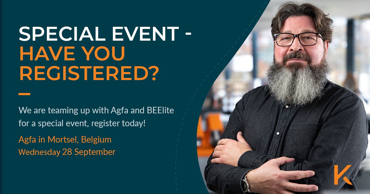 Don’t forget to sign up for the special Kongsberg, Agfa and BEElite event in Mortsel next week! Ivan Schelfhout, Kongsberg PCS territory sales manager, will be on-hand to answer any questions.

Register for free, and join us on Wednesday 28 September! 👉 go.kongsbergsystems.com/l/901541/2022-…