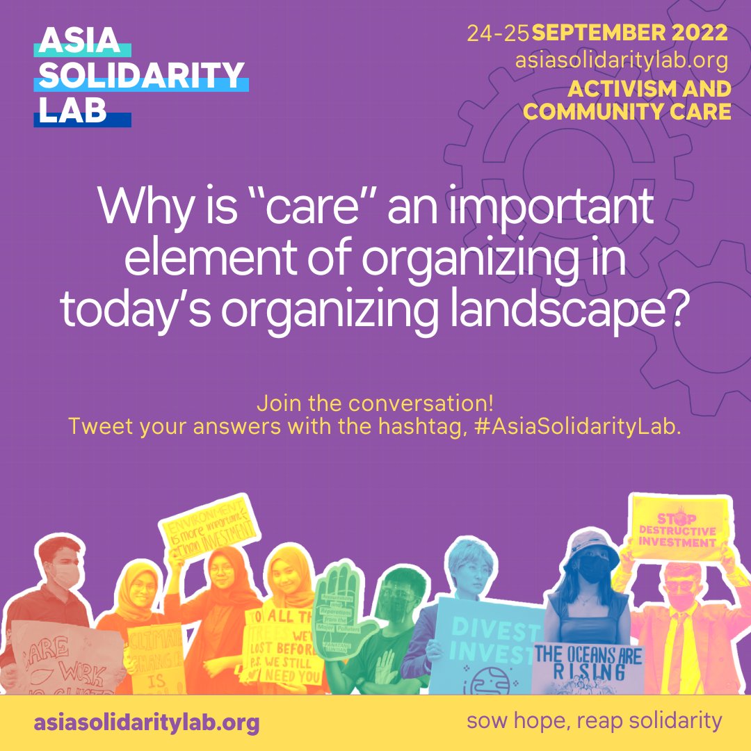350_asia's tweet photo. Question: Why is “care” an important element of organizing in today’s organizing landscape?

Join the conversation! Use the hashtag, #AsiaSolidarityLab.

REGISTER: https://t.co/AHzVT3wI0b https://t.co/nnkgqnw2gc